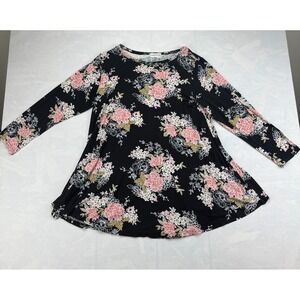 Larace Tunic Top Womens 2X Multi Floral Rayon Stretch Long Sleeve Round Neck